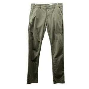 Being Human Slim Fit Chino Pants Mens 30x32 Olive Green Pinstripe Stretch
